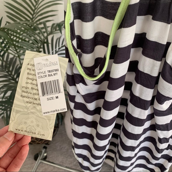 NWT Balance Collection Charcoal + White Striped Racerback Yoga Tank Top Medium - Picture 8 of 11